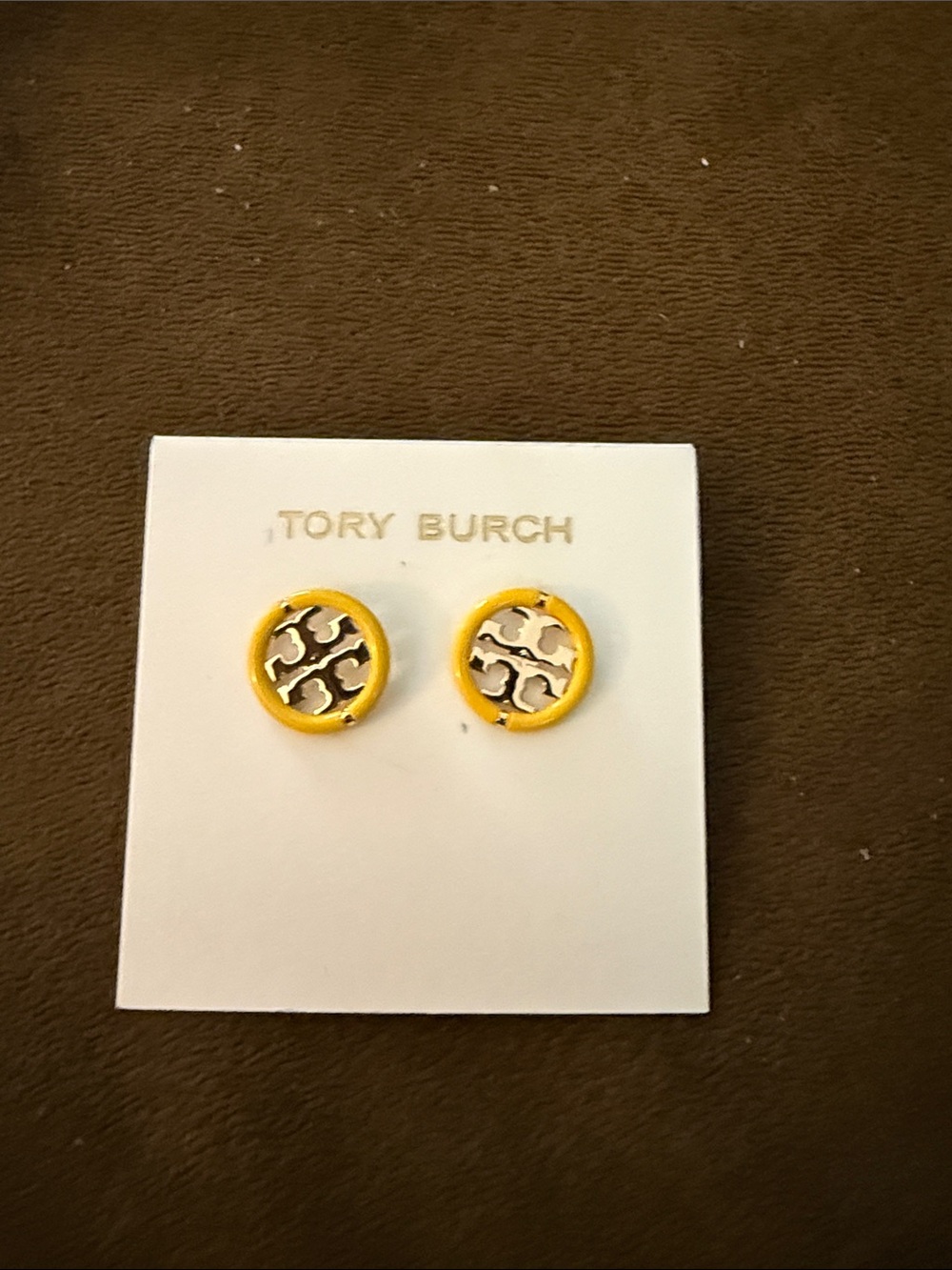 Tory Burch Miller Enamel Stud Earrings - Yellow